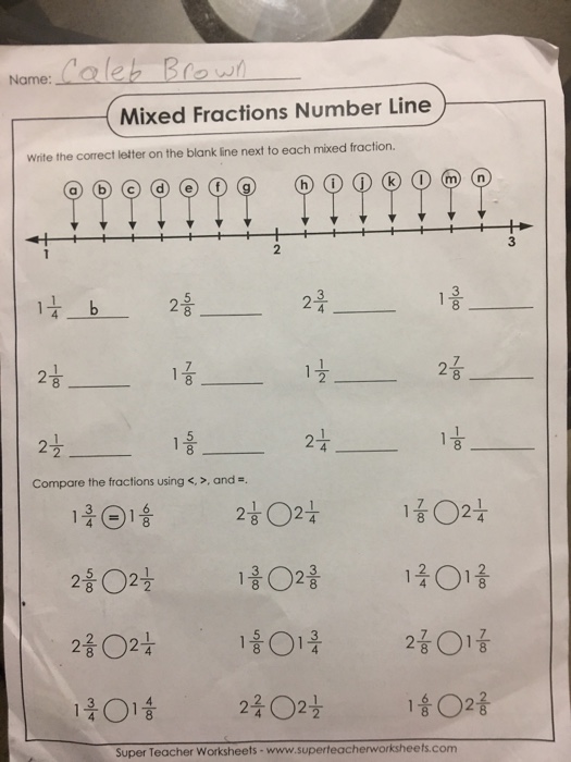 Fractions On A Number Line Worksheets Super Teacher