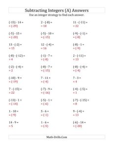 Subtracting Integers from (15) to (+15) (Negative Numbers in