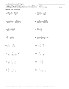 Adding And Subtracting Rational Expressions Worksheet Answer Key