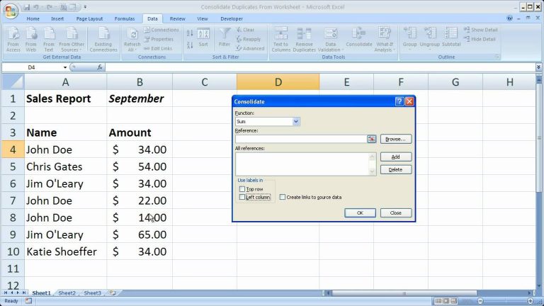 How To Consolidate Text Data In Excel From Multiple Worksheets