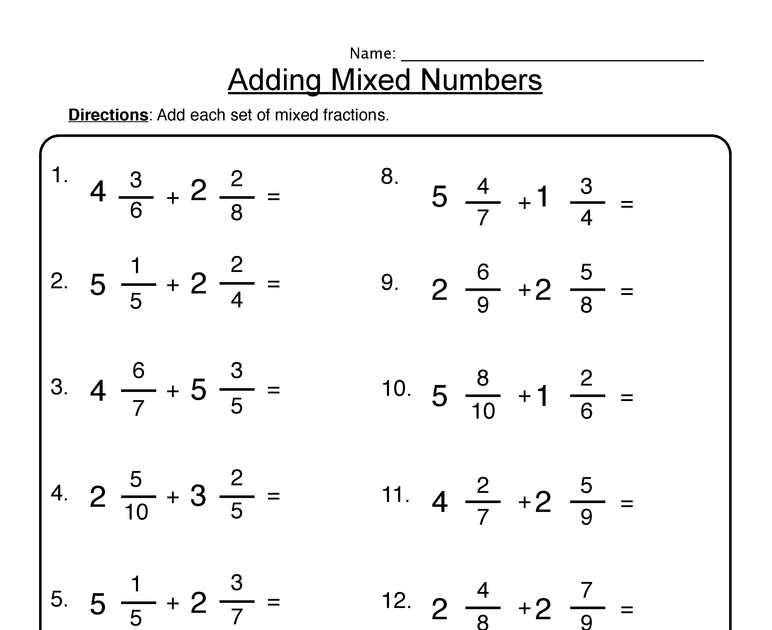 6th Grade Math Worksheets Improper Fractions
