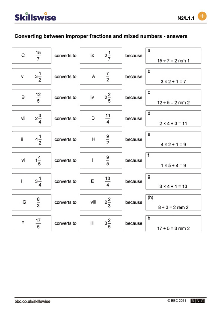 Improper Fraction To Mixed Number Worksheet Year 5