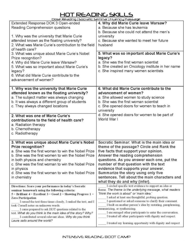 Main Idea Multiple Choice Worksheets 7Th Grade
