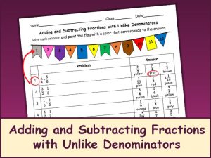Adding and Subtracting Fractions with Unlike Denominators Coloring