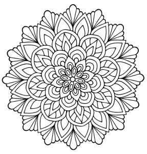 Mandala flower with leaves Mandalas Adult Coloring Pages