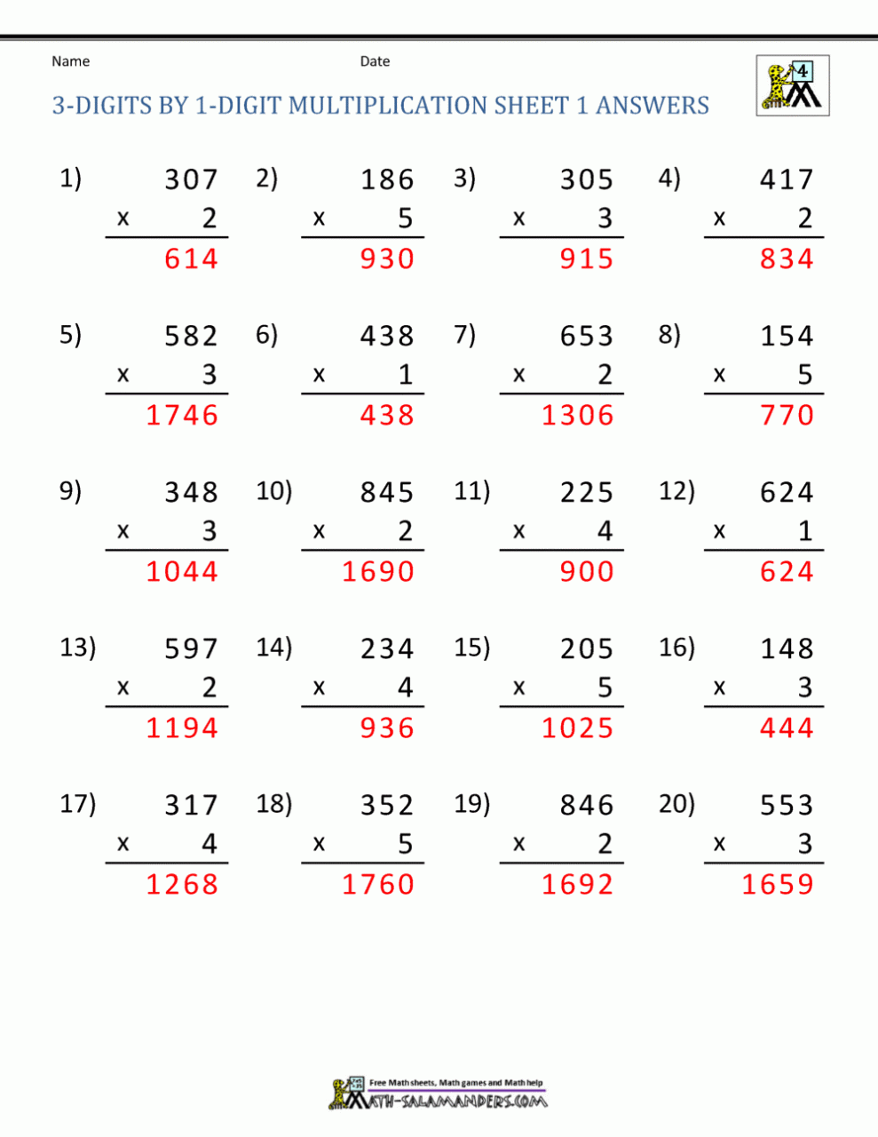 2-Digit By 2-Digit Multiplication Worksheets Pdf