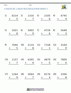 Single Digit Multiplication Worksheets Grade 3 Times Tables Worksheets