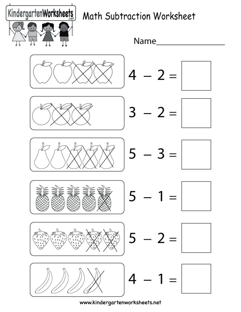 Kindergarten Subtraction Printables