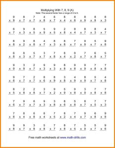 4th Grade Multiplication Test Worksheet Times Tables Worksheets