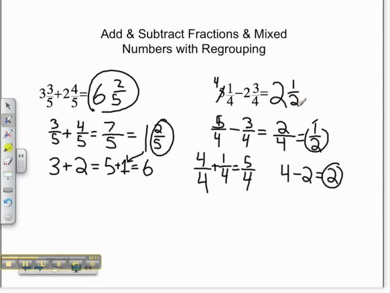 Adding Mixed Fractions Example