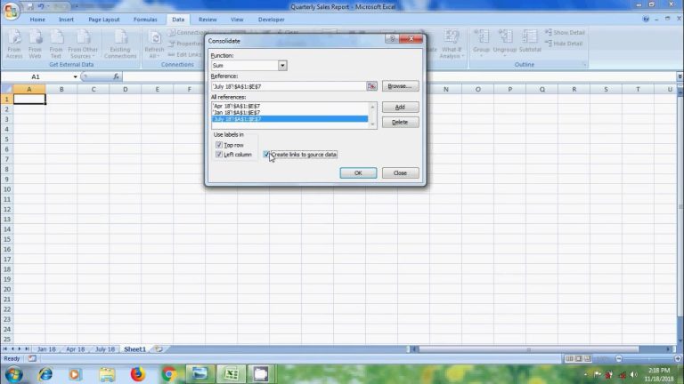 How To Consolidate Data In Excel From Multiple Worksheets Youtube