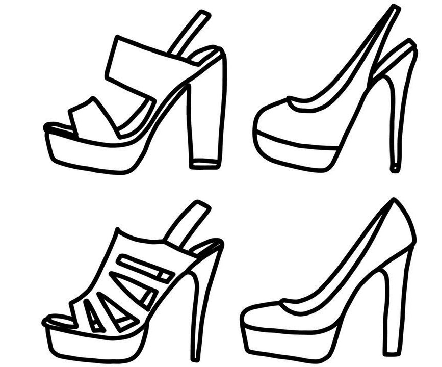 Models Of High Heels Shoes Coloring Pages