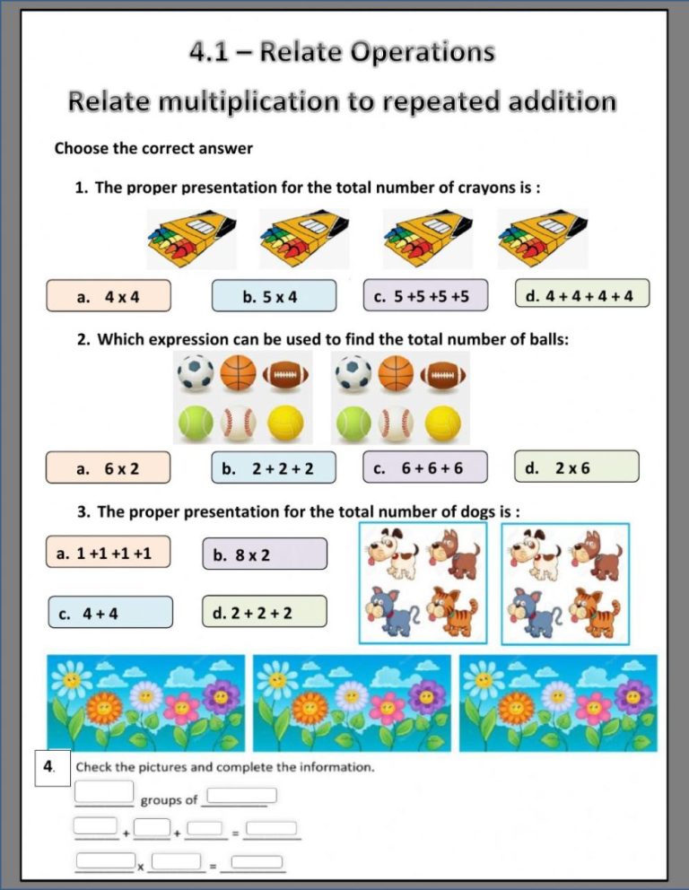 Free Worksheets Multiplication As Repeated Addition