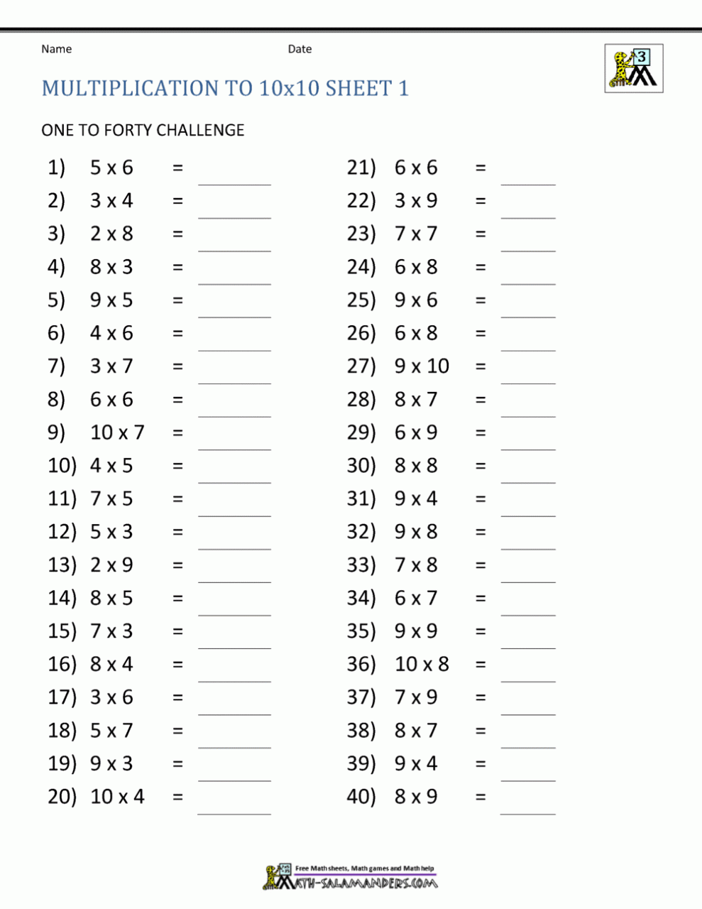 Multiplication Facts Worksheets Understanding Multiplication to 10x10