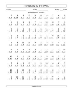 Printable 3rd Grade Math Worksheets Multiplication 112 Math