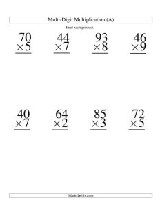 Multiplying TwoDigit by OneDigit 8 per page (A)