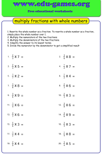Free Multiplying Fractions With Whole Numbers Worksheets