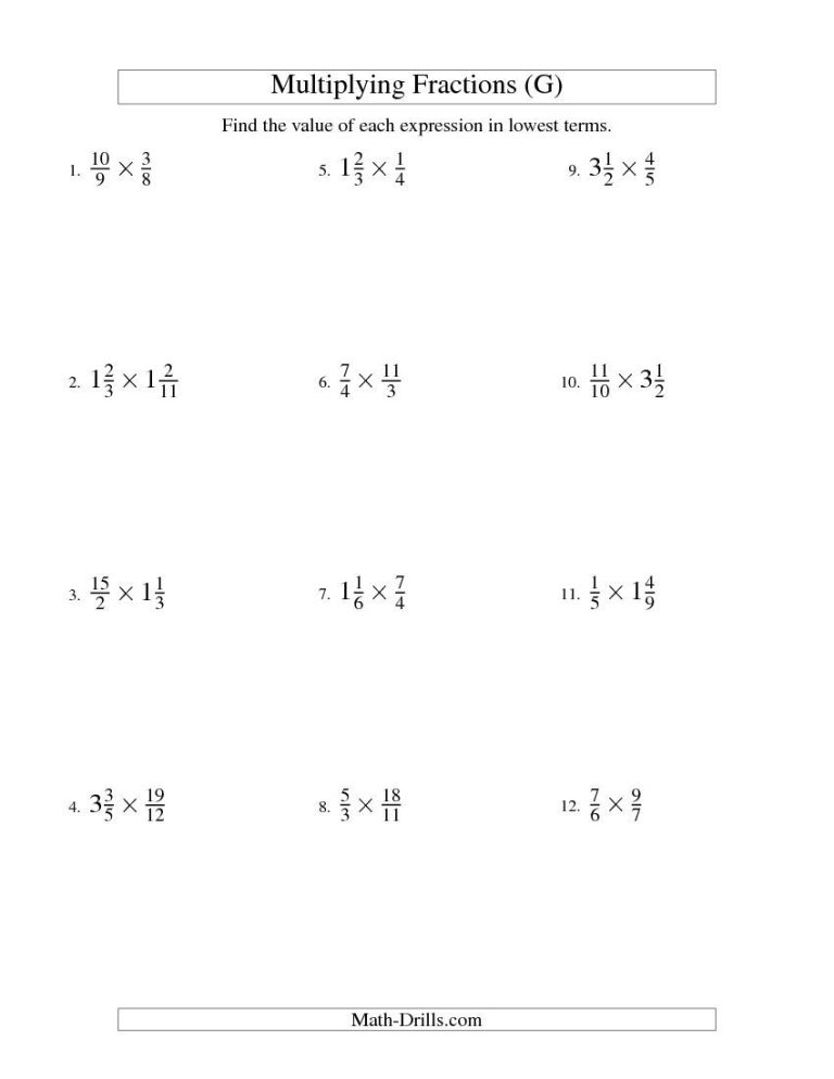 Simplifying Fractions Worksheets Pdf