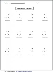 Multiplying Decimals Worksheets 6th Grade