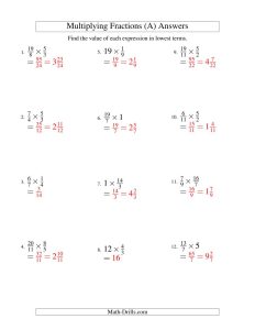Multiplying Fractions By Whole Numbers With Models Worksheets