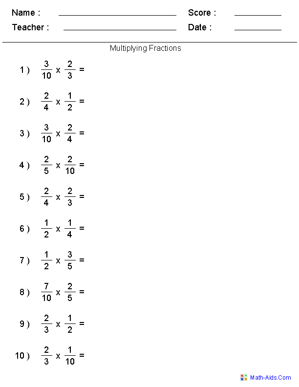 6Th Grade Multiplying Fractions Worksheets With Answers