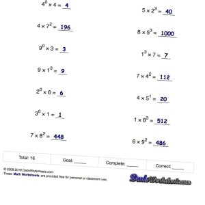 Multiplication And Division With Negative Exponents Worksheet 1 Answers
