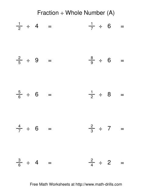 Fractions As Division Problems Worksheets