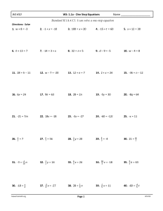 Addition Linear Equations Worksheet simultaneous equations by