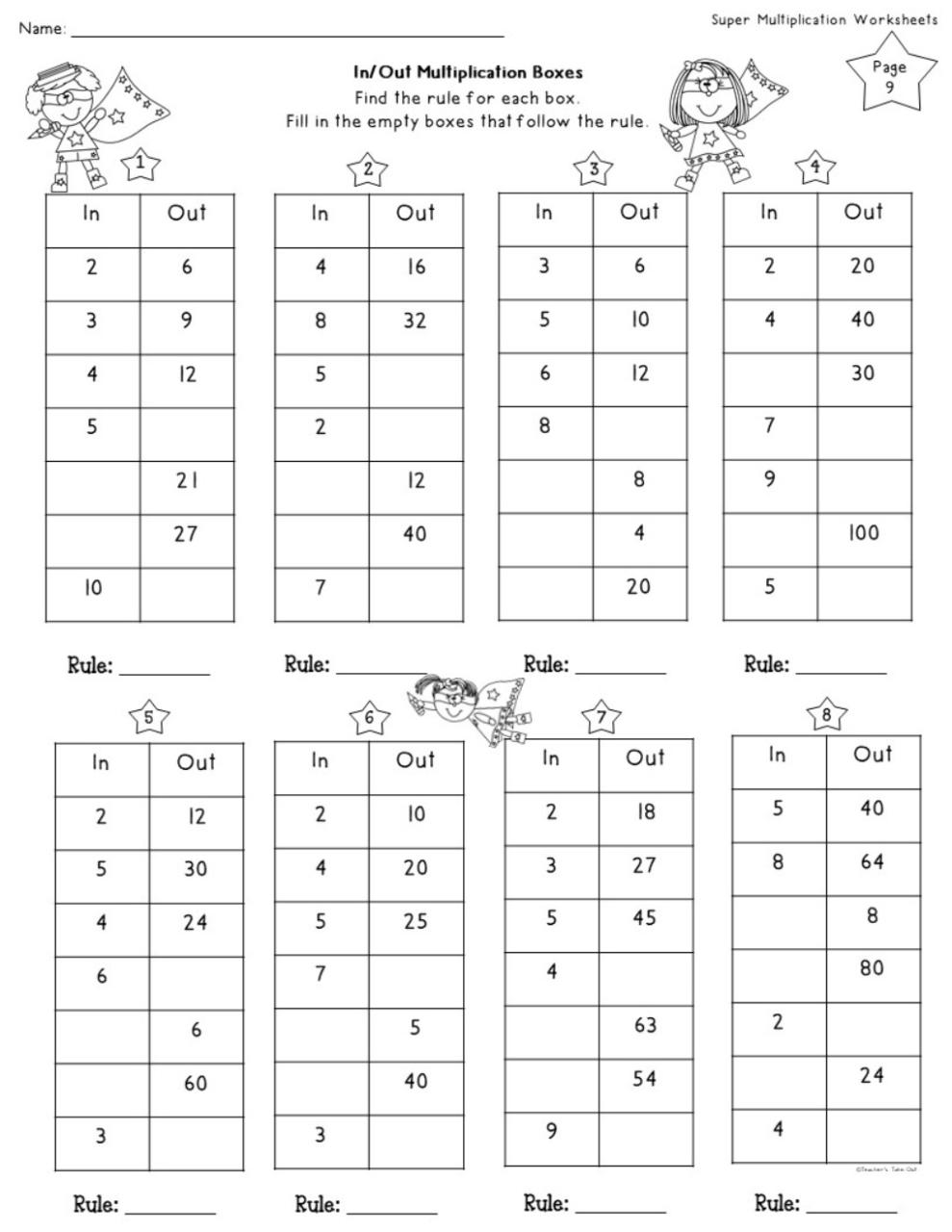 Super Multiplication Worksheets Teacher's TakeOut