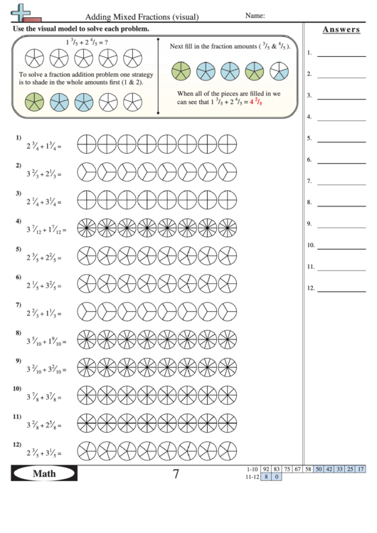 Adding And Subtracting Mixed Fractions Worksheets Pdf With Answers