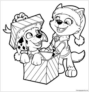 Paw Patrol Christmas Gifts Coloring Pages Cartoons Coloring Pages
