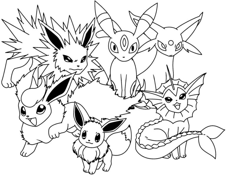 Printable Pokemon Coloring Pages Eevee Evolutions