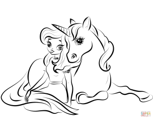 Princess with Unicorn coloring page Free Printable Coloring Pages