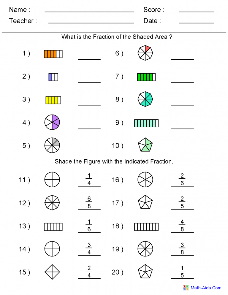 Fraction Practice Sheets 5Th Grade