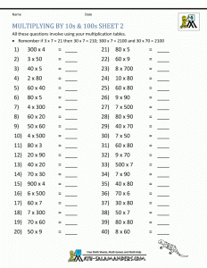 Multiplying And Dividing Decimals By Multiples Of 10 Worksheets 1000