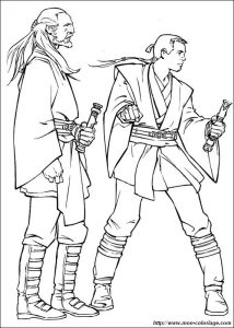 coloring Star wars, page qui gon jinn with obi wan kenobi