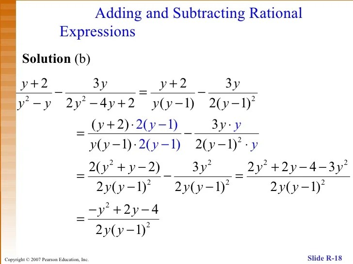 How To Subtract A Rational Expression