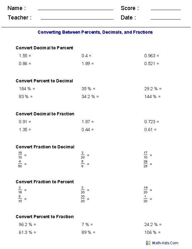 Expressing Recurring Decimals As Fractions Worksheet Decimal Worksheets