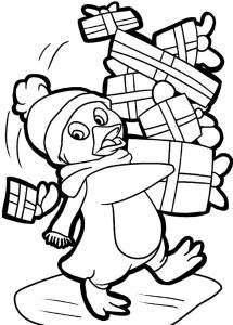 Cute Christmas Penguin Coloring Pages