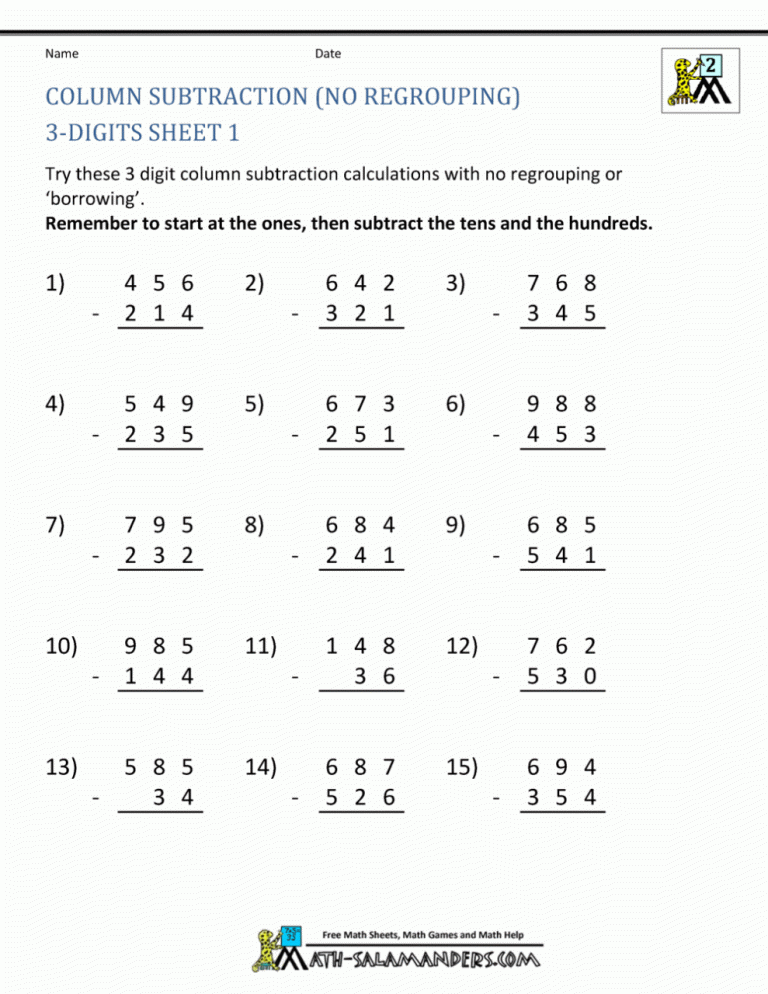 Adding And Subtracting Three Digit Numbers With Regrouping Worksheets