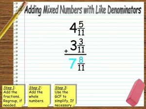 PPT Adding and Subtracting Mixed Numbers with Like Denominators