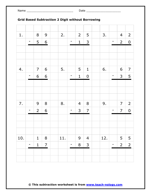Two Digit By Two Digit Multiplication Worksheets On Graph Paper