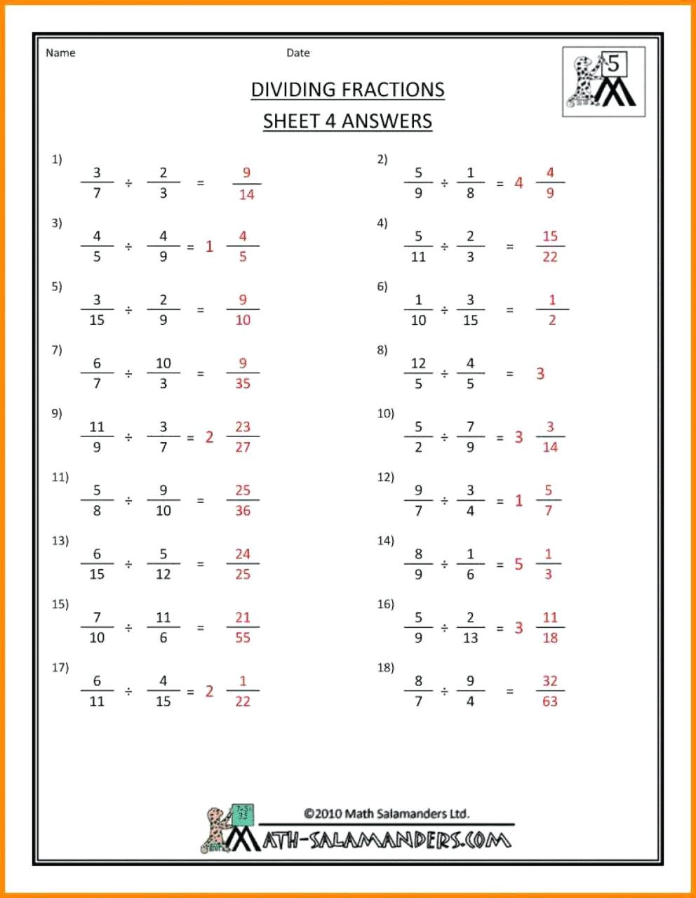 Adding And Subtracting Fractions Worksheets With Answer Key Common Core
