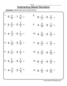 Adding And Subtracting Mixed Numbers Worksheets 99Worksheets