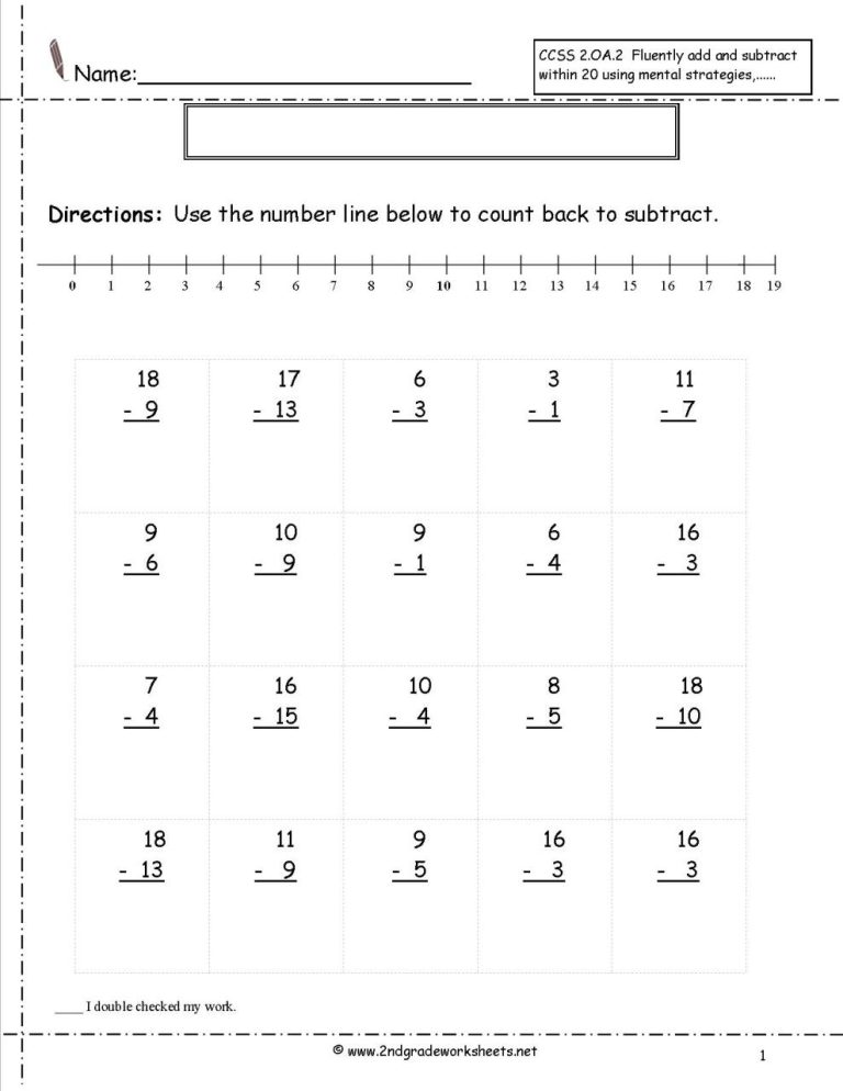 Single Digit Subtraction Worksheets For Grade 1