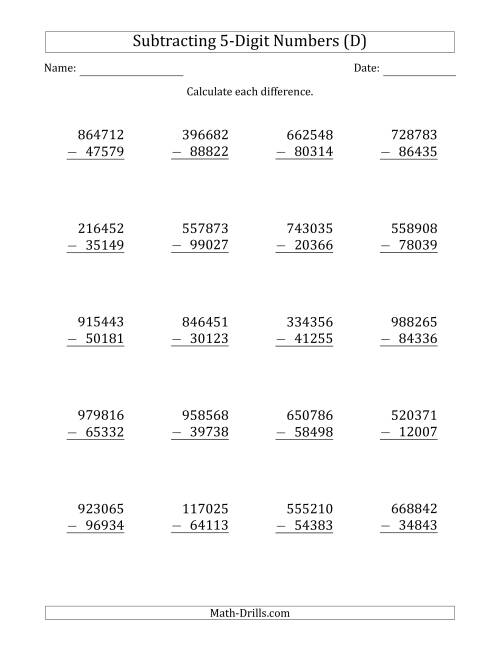 6-Digit Subtraction With Regrouping Worksheets Pdf