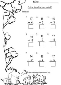 Subtraction Worksheets Within 20
