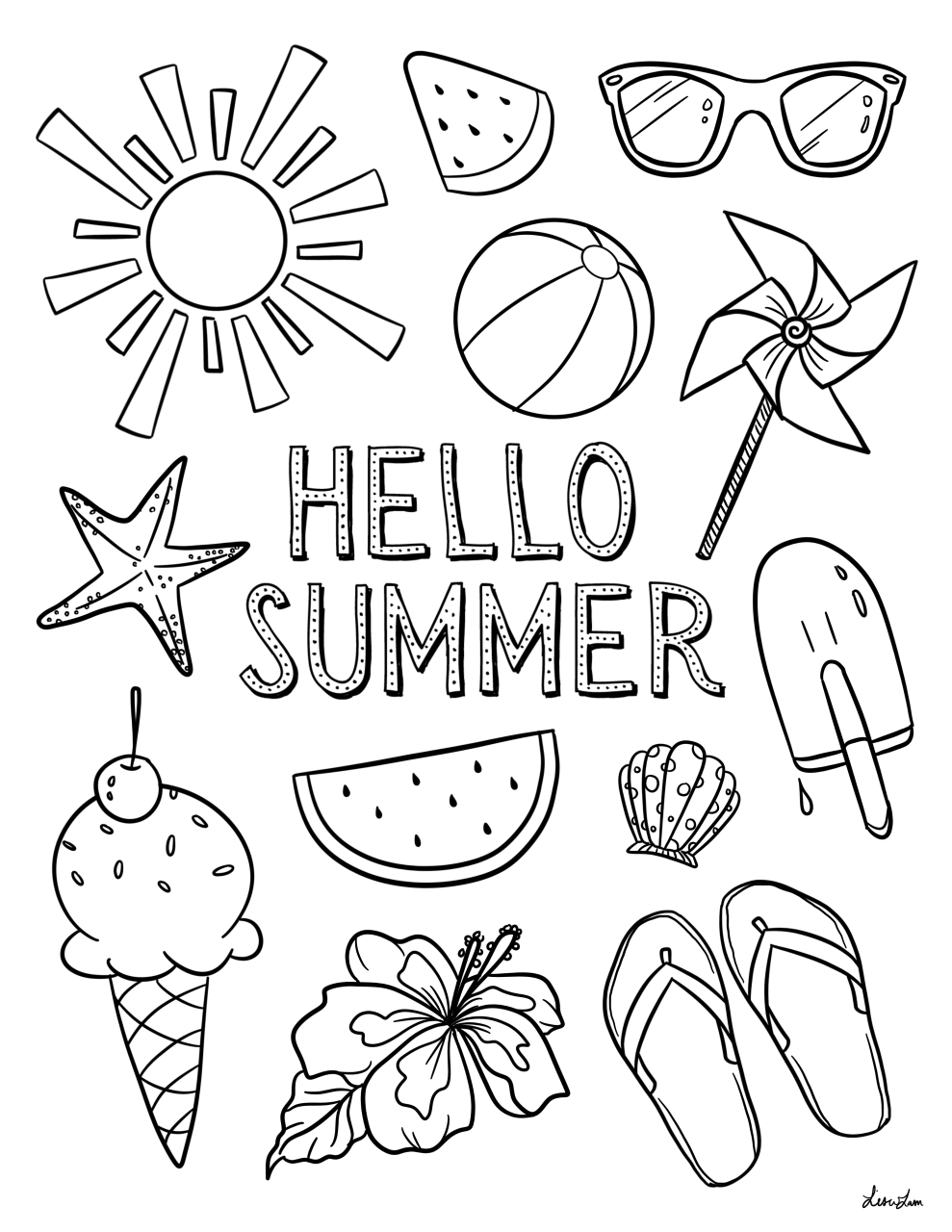 Hello Summer Colouring Sheet SCYAP