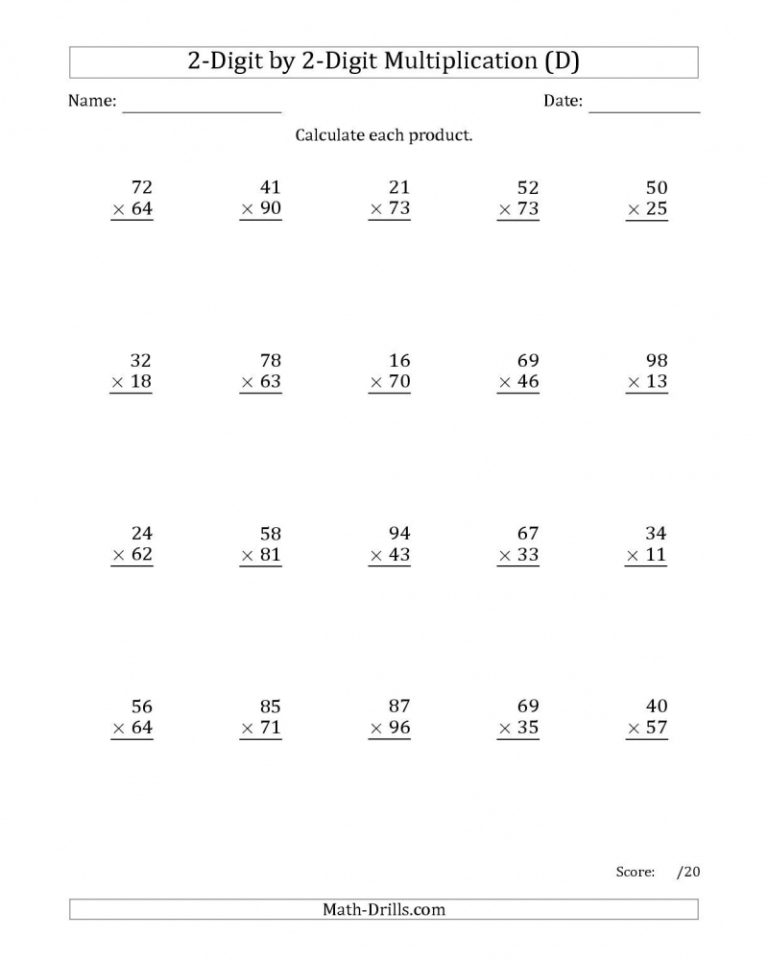 Multiplication 6 Worksheet Printable