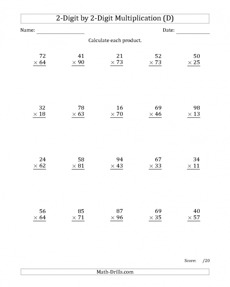 Multiplication 6 Worksheet Printable